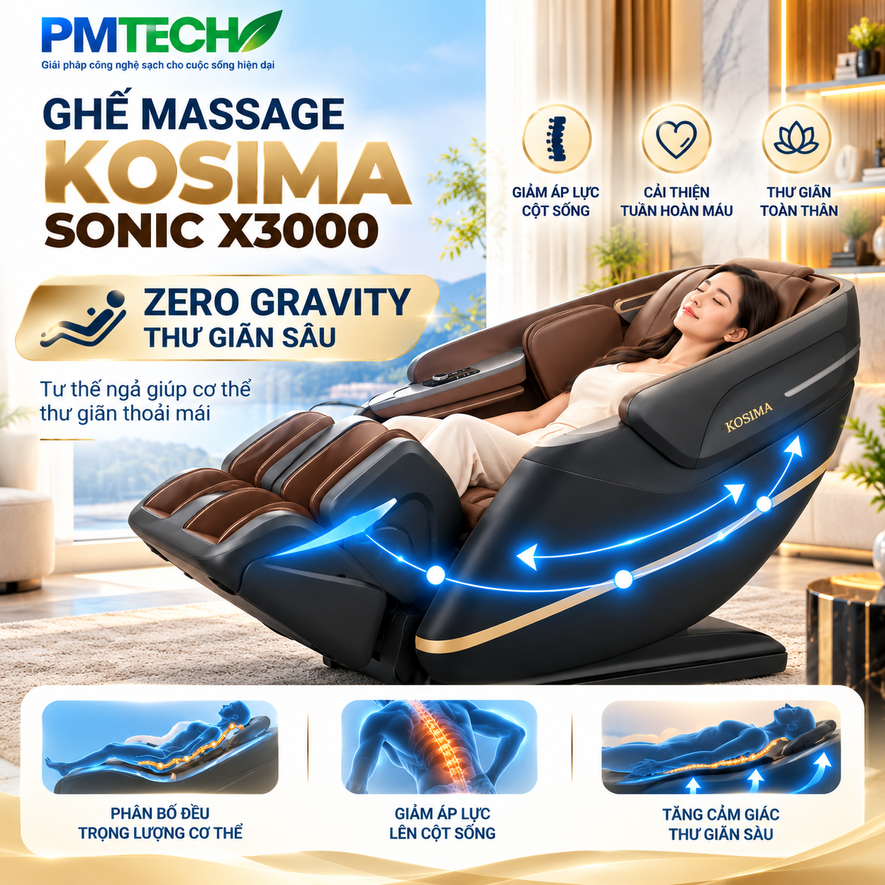 Ghế Massage Kosima Sonic X3000 – Trải nghiệm thư giãn hiện đại tại nhà - Hình ảnh 2