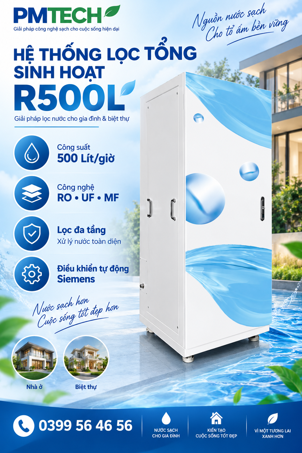 Hệ thống lọc tổng sinh hoạt tinh khiết R500L – Giải pháp nước sạch toàn nhà
