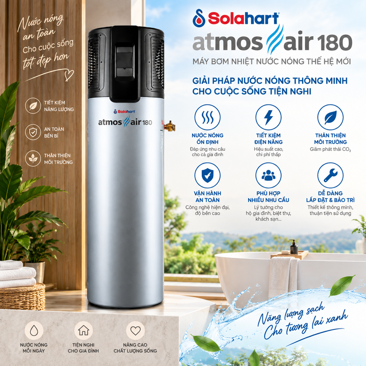 Máy bơm nhiệt Solahart Atmos Air 180L